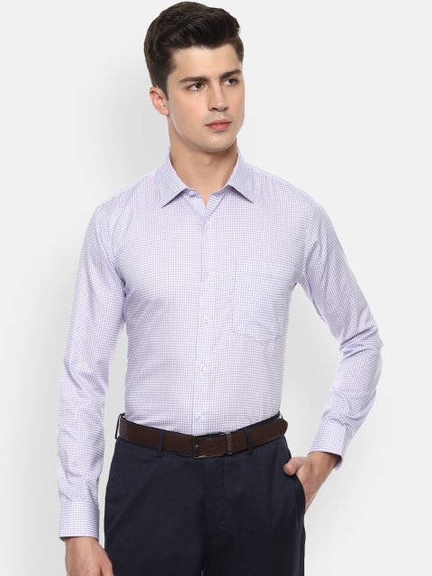 

Van Heusen Men White & Blue Slim Fit Checked Cotton Formal Shirt