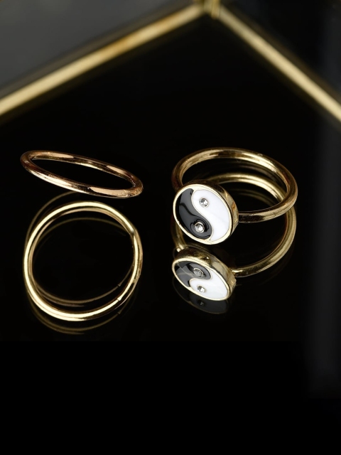 

Accessorize Set Of 2 Gold-Plated Black & White Ying Yang Finger Rings