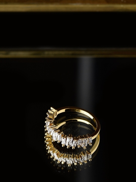 

Accessorize Gold-Plated White Crystal-Studded Finger Ring