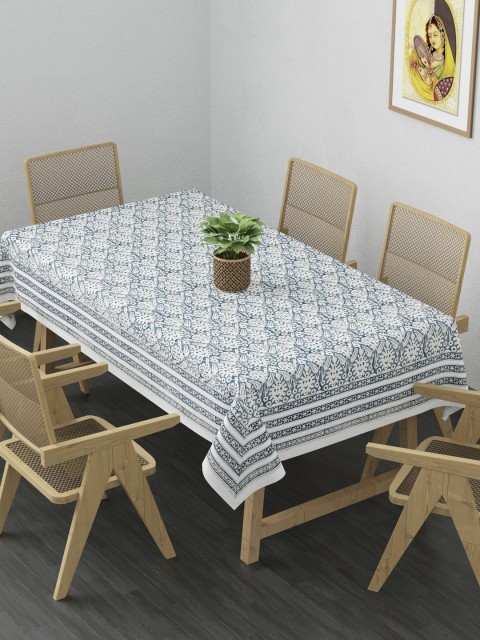 

Clasiko Blue & Beige Printed Pure Cotton Rectangular Table Cover