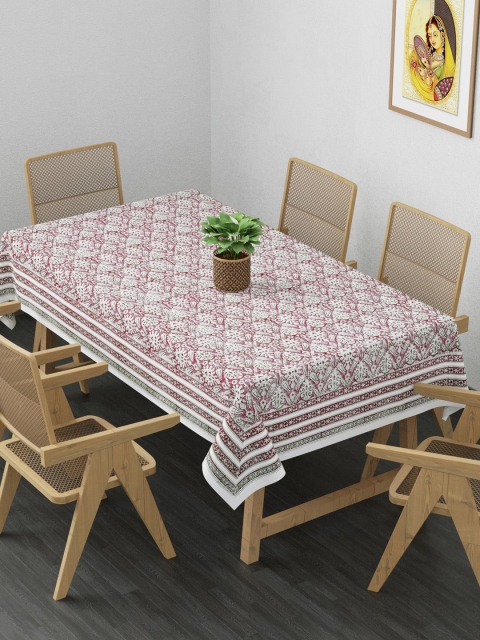 

Clasiko Maroon & White Floral Printed 6-Seater Pure Cotton Table Cover