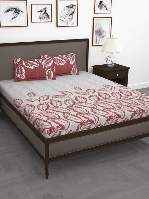 

Story@home Grey & Pink Floral 210 TC King Bedsheet with 2 Pillow Covers