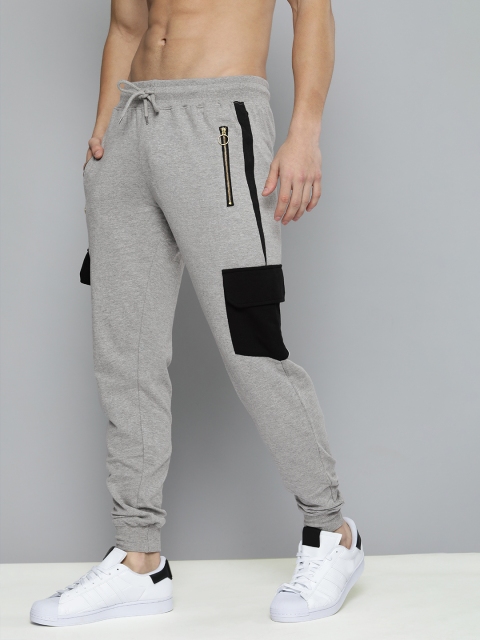 

HERE&NOW Men Grey Colourblocked Regular Joggers