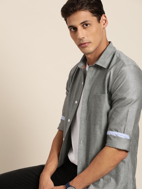 

INVICTUS Men Grey Slim Fit Opaque Casual Shirt