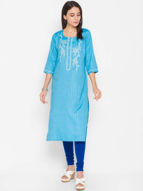 

ZOLA Women Blue Embroidered Thread Work Kurta