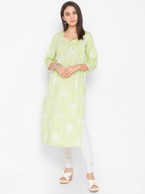 

ZOLA Women Green Floral Embroidered Kurta