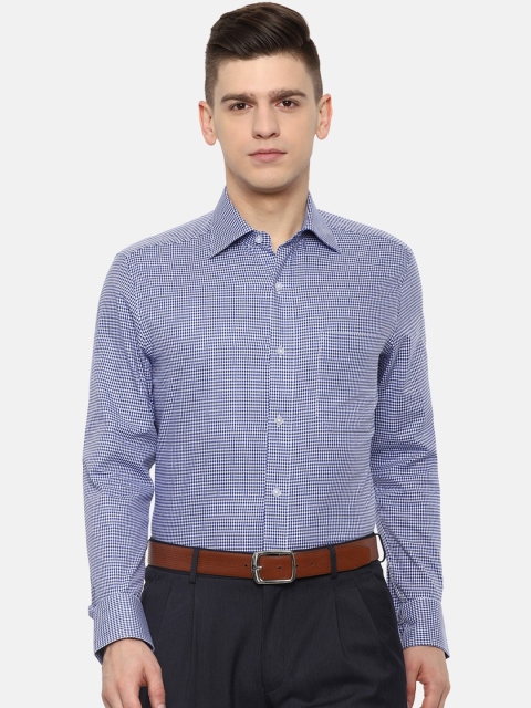 

Louis Philippe Men Blue Micro Checks Opaque Checked Casual Shirt