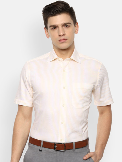 

Louis Philippe Men Cream-Coloured Opaque Striped Casual Shirt