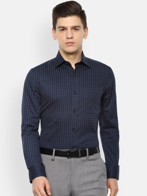 

Louis Philippe Men Navy Blue Opaque Printed Casual Shirt