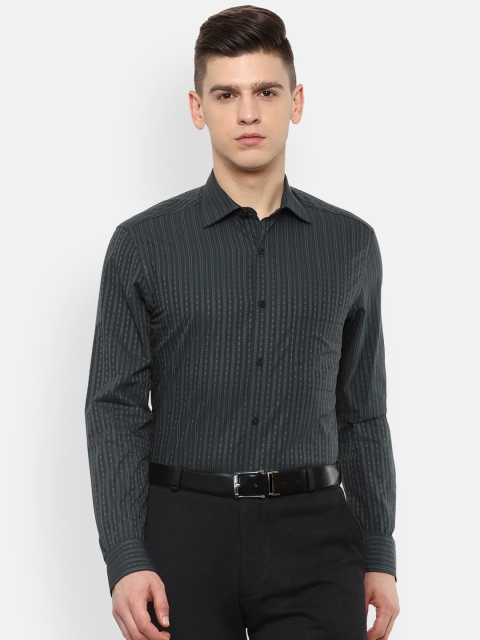 

Louis Philippe Men Grey Opaque Striped Casual Shirt
