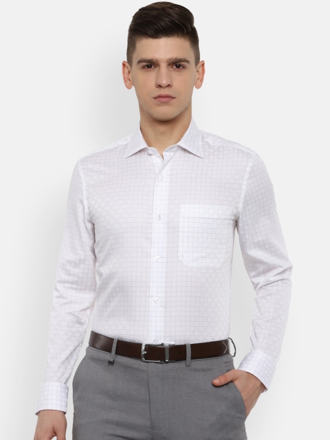 

Louis Philippe Men White Grid Tattersall Checks Opaque Checked Casual Shirt