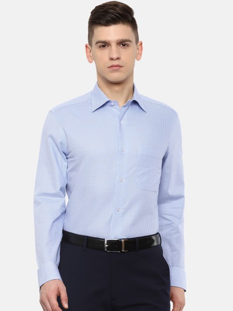 

Louis Philippe Men Blue Grid Tattersall Checks Opaque Checked Casual Shirt