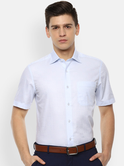 

Louis Philippe Men Blue Opaque Striped Casual Shirt