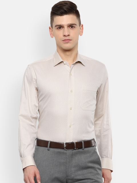 

Louis Philippe Men Beige Slim Fit Opaque Striped Casual Shirt