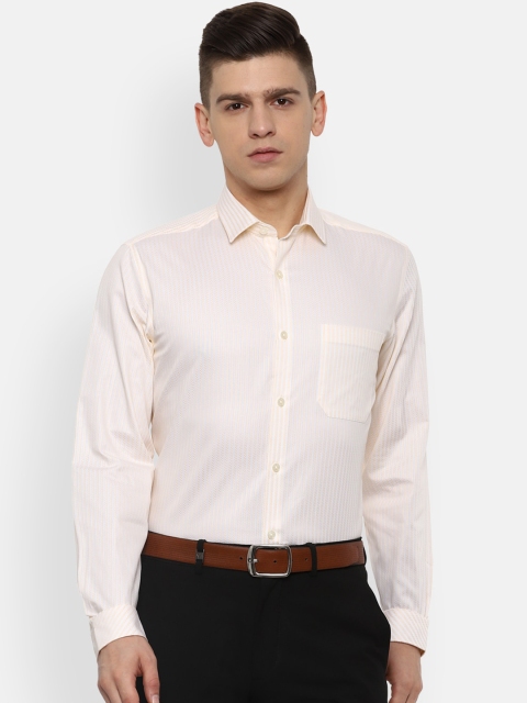 

Louis Philippe Men Cream-Coloured Slim Fit Opaque Striped Casual Shirt