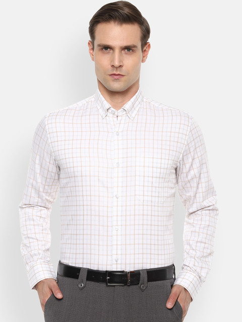 

Louis Philippe Men White Slim Fit Grid Tattersall Checks Opaque Checked Casual Shirt