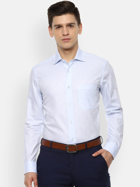 

Louis Philippe Men Blue & White Printed Cotton Formal Shirt