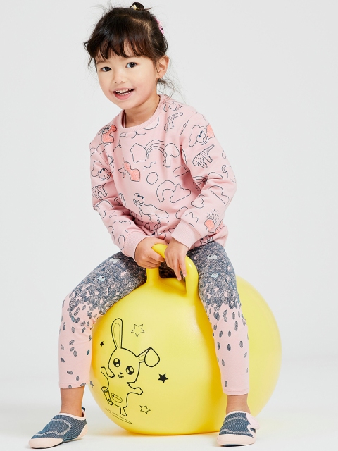 

Domyos By Decathlon Unisex Kids Pink Printed Non Hooded Sweatshirt