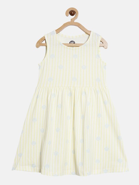 

YK Girls Cream & Yellow Striped Dress