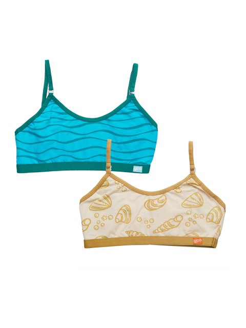 

You Got Plan B Set of 2 Cream-Coloured & Turquoise Blue Printed Everyday Bras