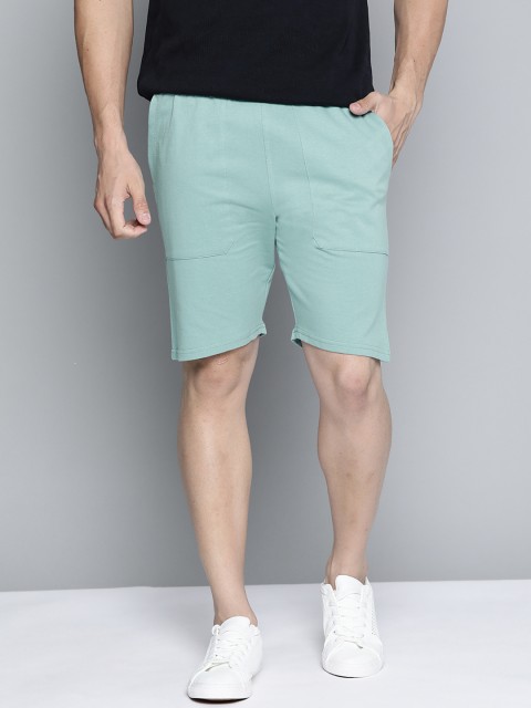 

Mast & Harbour Men Sea Green Solid Regular Shorts