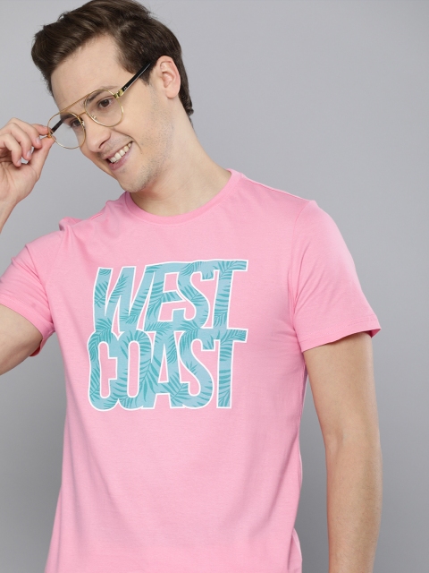 

Mast & Harbour Men Pink Typography Printed Pure Cotton T-shirt
