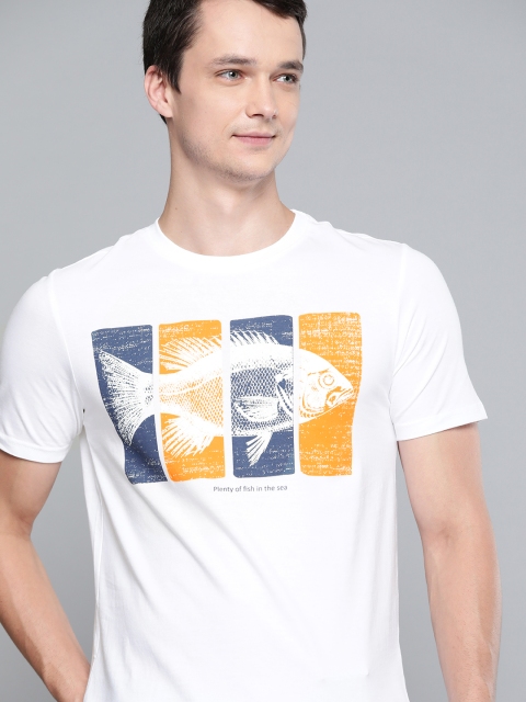 

Mast & Harbour Men White & Yellow Printed T-shirt