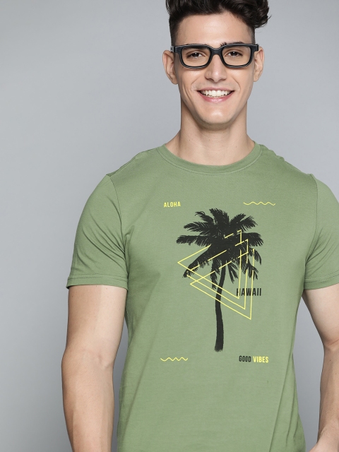 

Mast Harbour Men Green Black Pure Cotton Printed Pure Cotton T-shirt