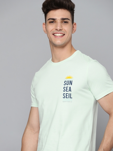 

Mast & Harbour Men Blue Pure Cotton T-shirt