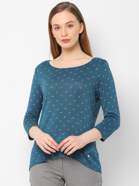 

Allen Solly Woman Women Blue & Red Printed Regular Top