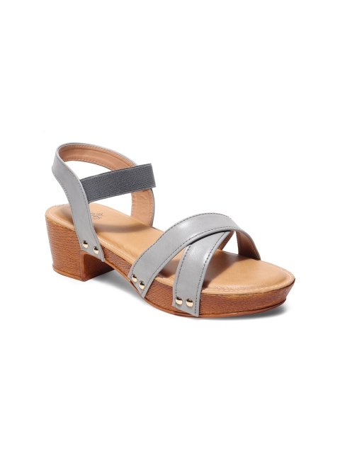

Butterflies Grey PU Block Sandals