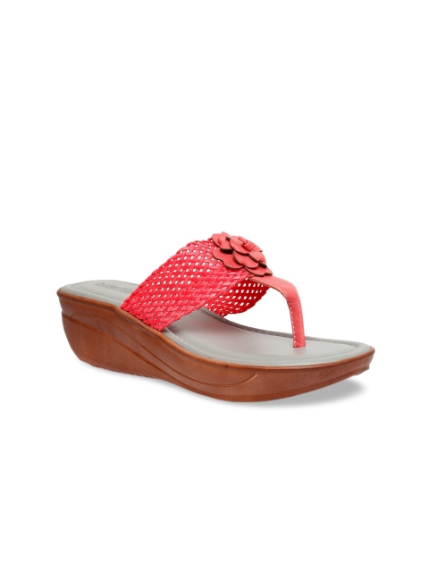 

Butterflies Women Peach-Coloured PU Wedge Sandals with Laser Cuts