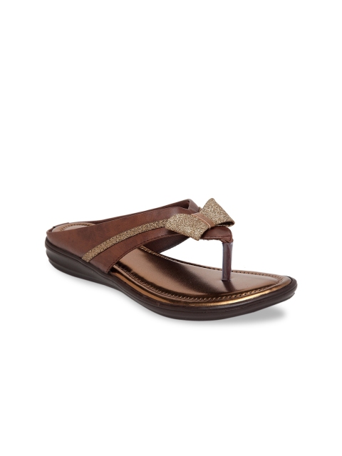 

Butterflies Women Brown Embellished Open Toe Flats with Bows
