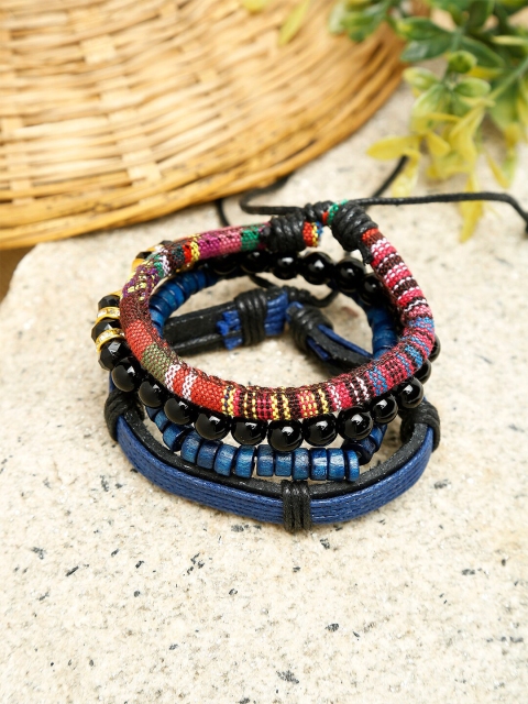 

Alvaro Castagnino Men Set Of 4 Multicoloured PU Elasticated Bracelets, Multi