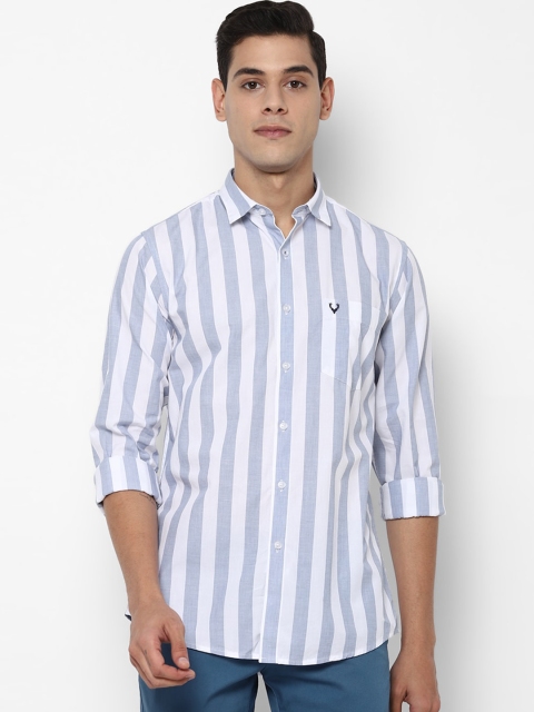 

Allen Solly Men Grey Slim Fit Opaque Striped Casual Shirt