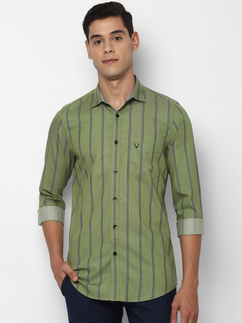 

Allen Solly Men Green Slim Fit Opaque Striped Casual Shirt