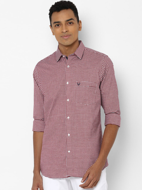 

Allen Solly Men Maroon Slim Fit Micro Checks Opaque Checked Casual Shirt