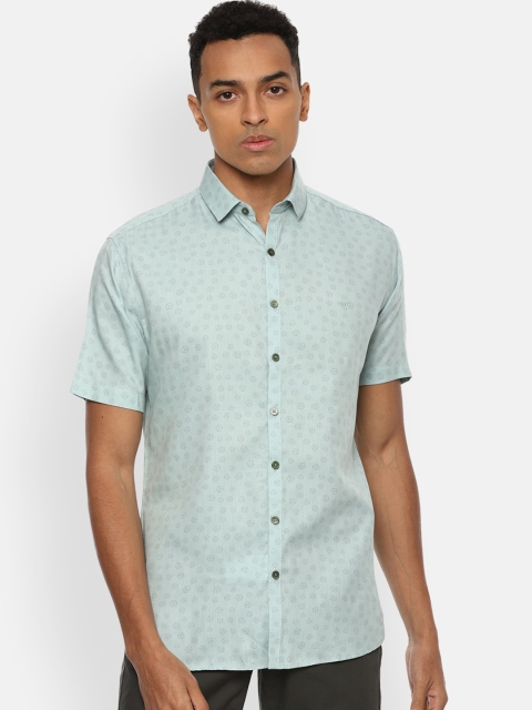 

V Dot Men Blue Slim Fit Opaque Printed Casual Shirt