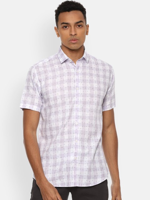 

V Dot Men Purple Slim Fit Opaque Checked Casual Shirt