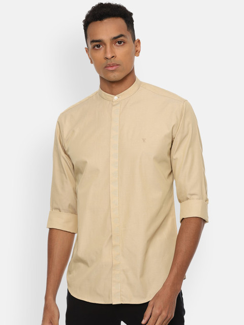 

V Dot Men Beige Slim Fit Opaque Casual Shirt