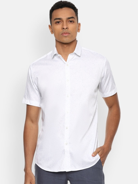 

V Dot Men White Slim Fit Opaque Casual Shirt