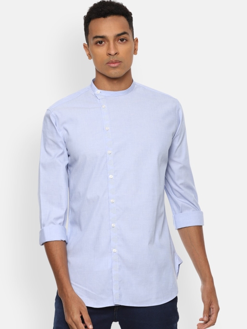 

V Dot Men Blue Slim Fit Opaque Casual Shirt