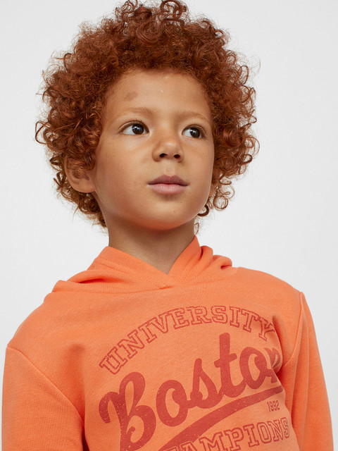 

H&M Boys Orange Typography Printed Hoodie