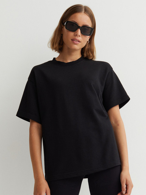 

H&M Women Black Solid Oversized T-shirt