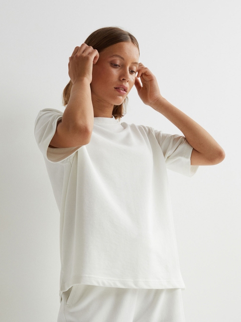 

H&M Women White Cotton Oversized T-shirt