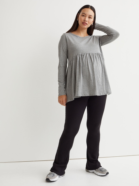 

H&M Women Grey MAMA Modal-blend top, Grey melange