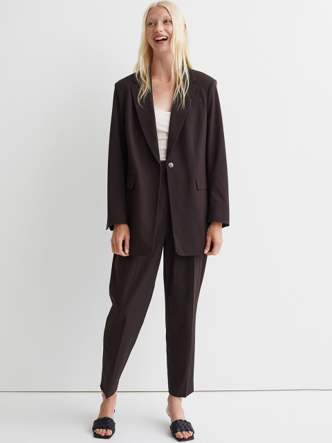 

H&M Women Brown Mid Rise Pleated Tailored Trousers