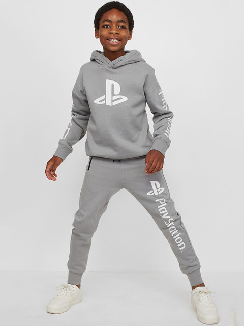 

H&M Boys Grey & White Regular Fit Printed Joggers