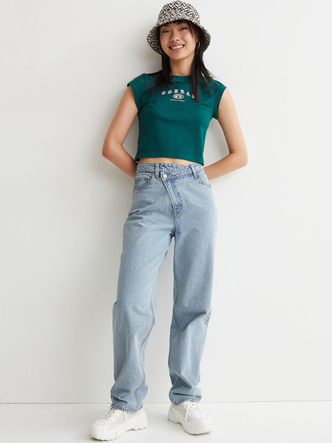

H&M Women Blue 90s Straight Baggy Jeans