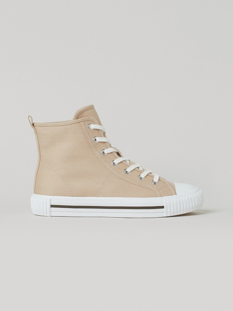 

H&M Women Beige Hi-top twill trainers